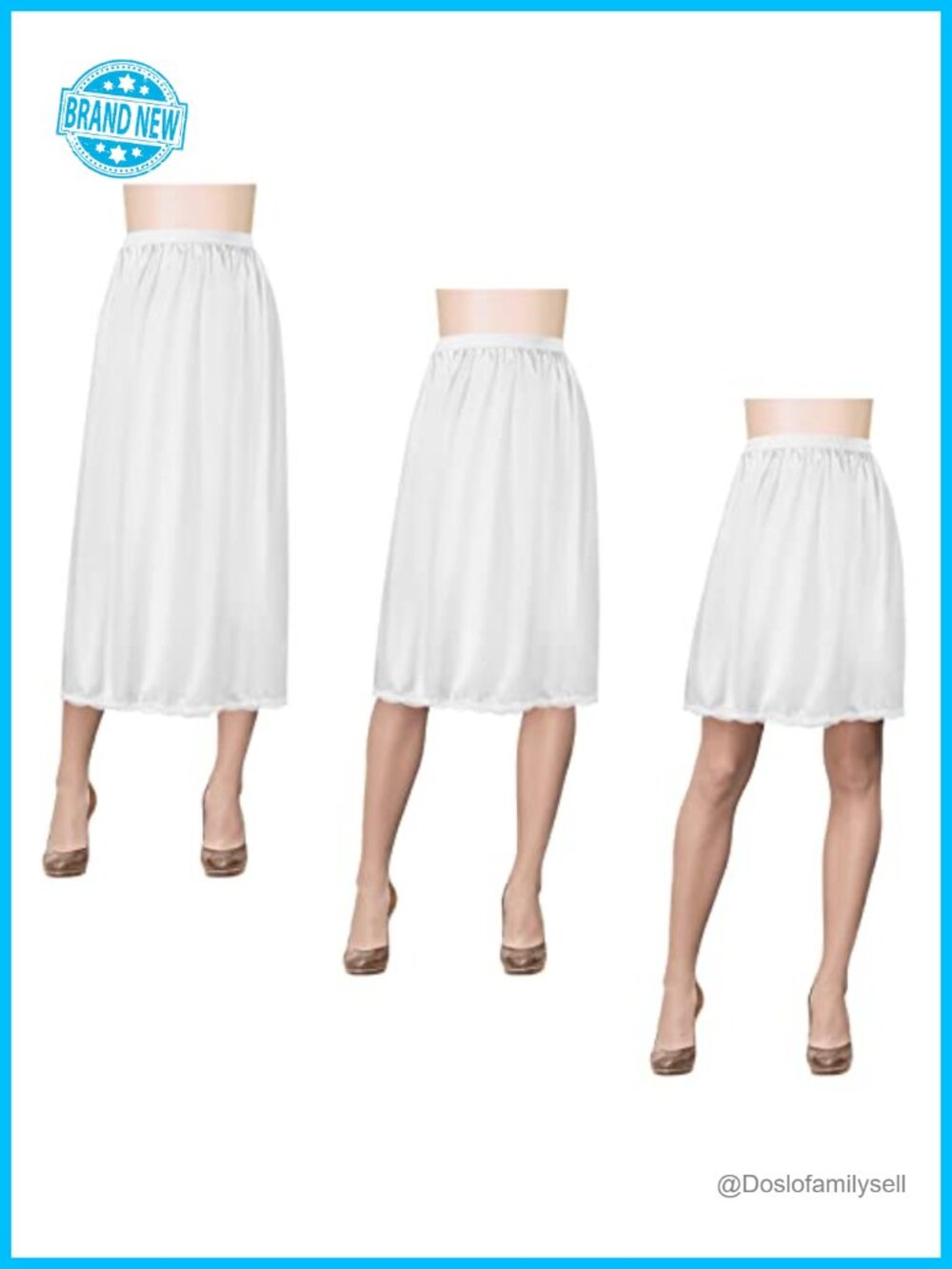 Women's Half Slips Satin Lace Trim A-Line Underskirt 3 Lengths